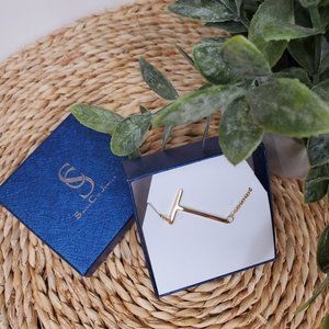 Gold-Plated "T" Necklace